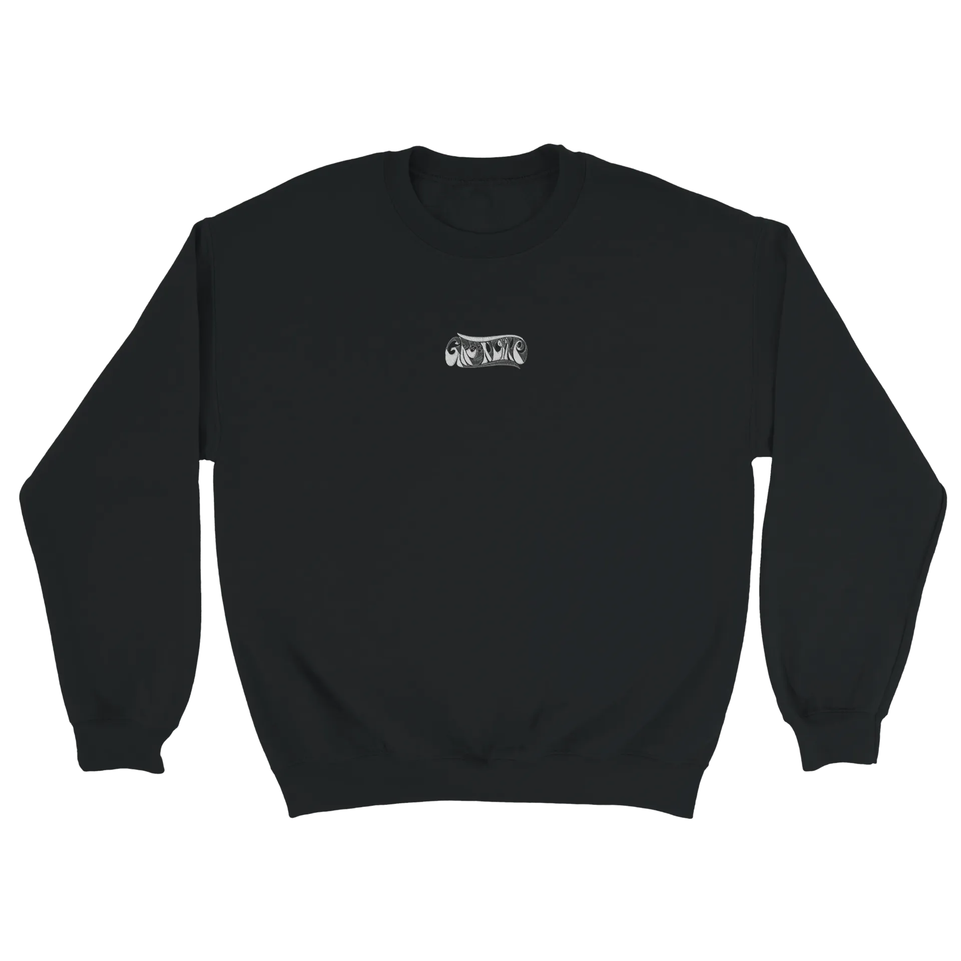 Crewneck - Black Embroidered