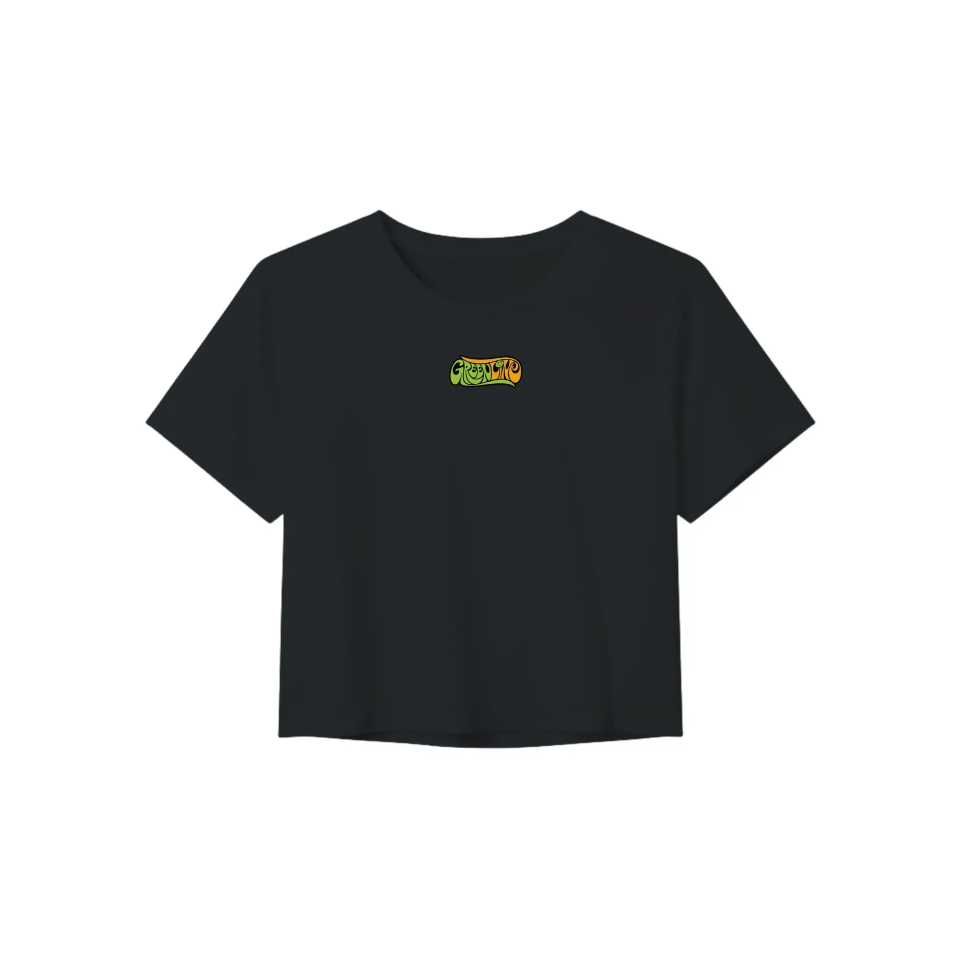 Orange Tree Crop Tee (Black, S, Design Option 1)